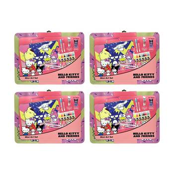 4PK Hello Kitty & Friends Mini Art Set Collectable Tin Pens Markers Ruler 3y+