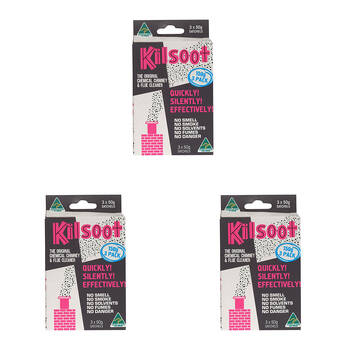3x 3pc Kilsoot Quick 20 Minute Chimney and Flue Cleaner 50g Sachet