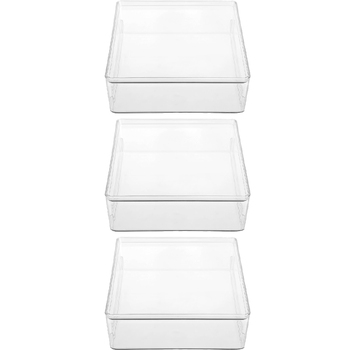 3PK Boxsweden 7L 34x26cm Crystal Lidded Tidy Box - Clear
