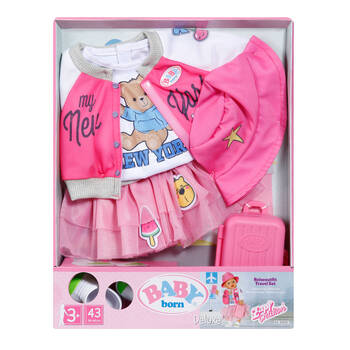 Baby Born Travel Set Accessories & Outfit For 43cm Dolls Pink 3y+