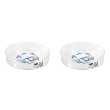 2x Boxsweden 38cm Crystal Round Turntable Home/Kitchen Storage