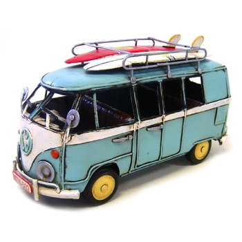 Boyle 20cm Volkswagen Kombi Van Ornament Blue Home Decor