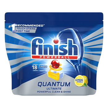 18PK Finish Powerball Quantum Ultimate Dishwasher Tablets Lemon Sparkle 279g