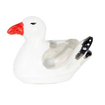  Floating Seagull Outdoor Bird Bath Decoration 11x8cm Grey/White