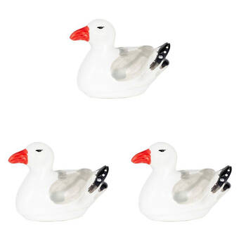 3PK Floating Seagull Outdoor Bird Bath Decoration 11x8cm Grey/White