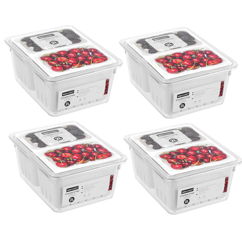 4x Boxsweden Crystal 2L/22cm Crisp Bin 2-Section Storage - White