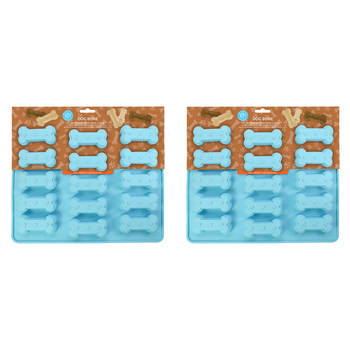 2PK R&M Silicone 15 Individual Cup Dog Bone Mould 7cm - Blue