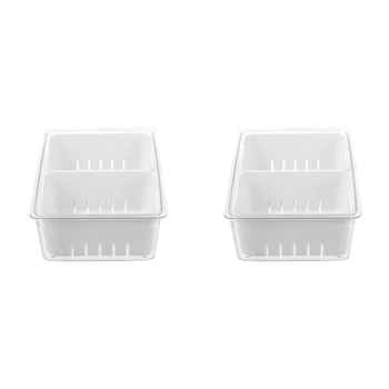 2PK Boxsweden Crystal 2-Section 4L/33.5cm Crisp Bin - White