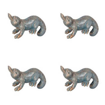 4PK Polyresin Aussie Animals Pot Sitter Ornament Aged Brass Assorted