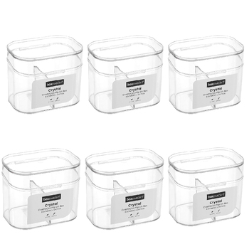 6PK Boxsweden Crystal 10.5x9cm Cosmetics Flip Lid Box - Clear