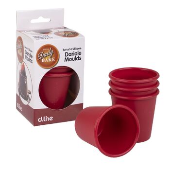 4pc Daily Bake Silicone Dariole Mould 120ml Red