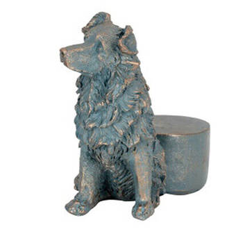  Polyresin Border Collie Dog Planter Pot Feet Riser Aged Brass