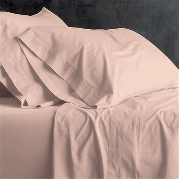 Park Avenue Queen Bed Fitted Sheet Set European Vintage Washed Cotton Blush