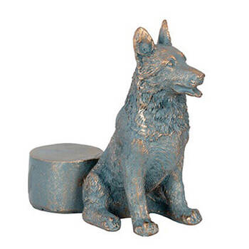  Polyresin German Shepherd Dog Planter Pot Feet Riser Aged Brass