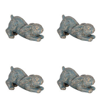 4PK Polyresin Bunny Rabbit Planter Pot Feet Riser Aged Brass