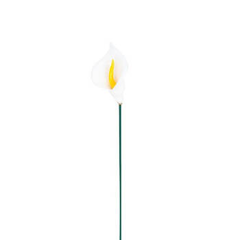  Lily Ceramic Stick Outdoor Decoration 30cm White/Yellow