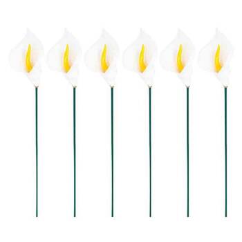 6PK Lily Ceramic Stick Outdoor Decoration 30cm White/Yellow