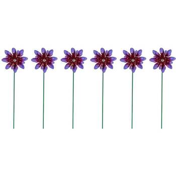 6PK Flower Sticks Small Outdoor Decoration 36cm Multicoloured Assorted