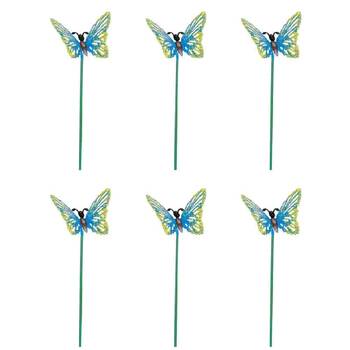 6PK Butterfly Sticks Small Outdoor Decor 34cm Multicoloured Assorted