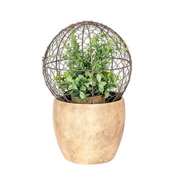  Medium Wire Mesh Metal Ball Topiary Plant Frame 24x22cm Rust Copper