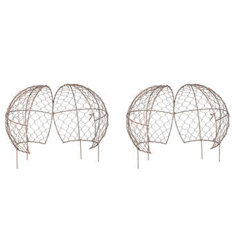 2PK Small Wire Mesh Metal Ball Topiary Plant Frame 16x15cm Rust Copper
