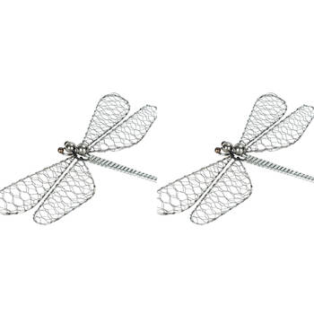 2PK Medium Steel/Bronze Wire Dragonfly 29x18cm Assorted