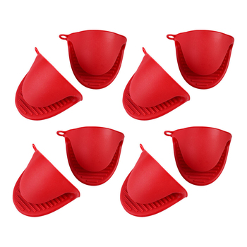 4PK Appetito Heat Resistant Silicone Oven Mitts Set 2 Red