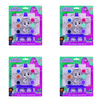 4PK Gabbys Dollhouse Kids Mini Canvas Painting Kit 3y+