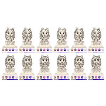 12PK Gabbys Dollhouse Paint Your Own Wooden Character Kids Art Craft Kit 3y+