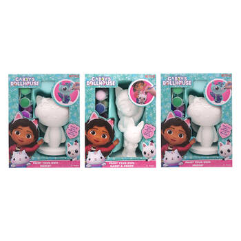 3PK Gabbys Dollhouse Paint Your Own Character Assorted Kids Art Craft 3y+