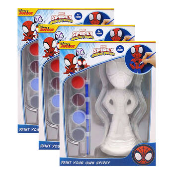 3PK Spidey & Friends Paint Your Own Character Kids Art Craft Kit Toy 3y+