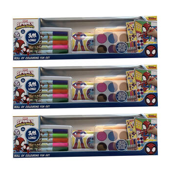 3PK Spidey & Friends Roll of Colouring Set Kids Art Craft Kit Toy 3y+