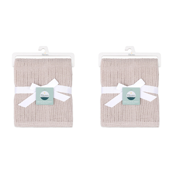 2PK Little Haven Cellular Natural Gentle Baby Blanket 90cm