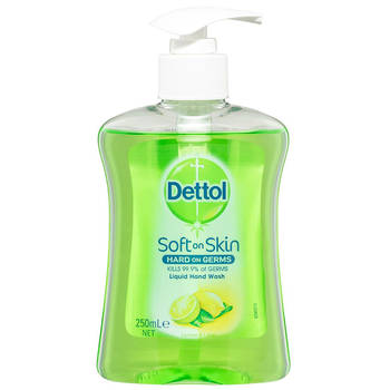 Dettol 250ml Liquid Soft on Skin Lemon & Lime Hand Wash Pump 