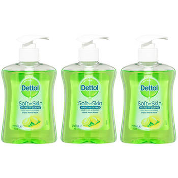 3x Dettol 250ml Liquid Soft on Skin Lemon & Lime Hand Wash Pump