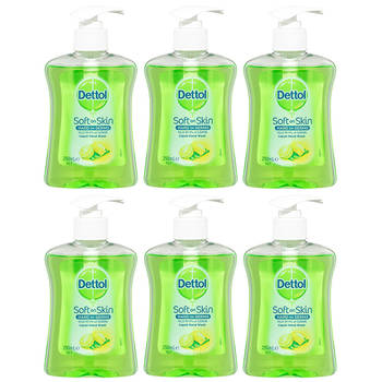 6x Dettol 250ml Liquid Soft on Skin Lemon & Lime Hand Wash Pump