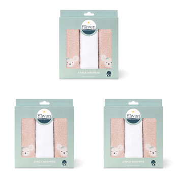 3x 3pc Little Haven Cotton Hooded Washers Wild Flower 25.5cm 