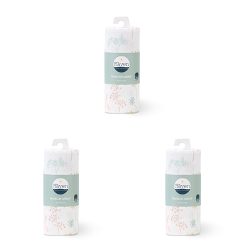 3PK Little Haven Muslin Wrap Wild Flower Baby Blanket 100cm