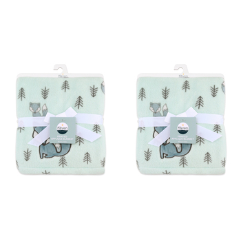 2PK Little Haven Applique Fox Gentle Baby Blanket 101cm