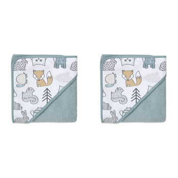 2PK Little Haven Cotton Hooded Woodland Soft Baby Towel 76cm