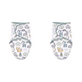 2PK Little Haven Cotton Hooded Swaddle Woodland Soft Baby Wrap 0M+