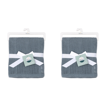 2PK Little Haven Cellular Blue Gentle Baby Blanket 90cm
