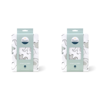 2PK Little Haven Cot Fitted Elephant Baby Bedding Sheet 135cm