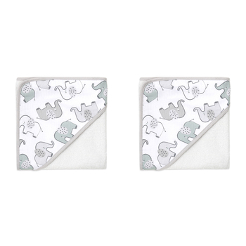 2PK Little Haven Cotton Hooded Elephant Soft Baby Towel 76cm