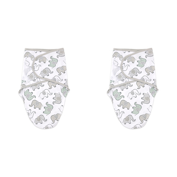 2PK Little Haven Swaddle Elephant Baby Wrap Blanket 0M+