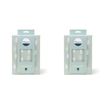 2PK Little Haven Cot Fitted Sage Foliage Baby Bedding Sheet 135cm