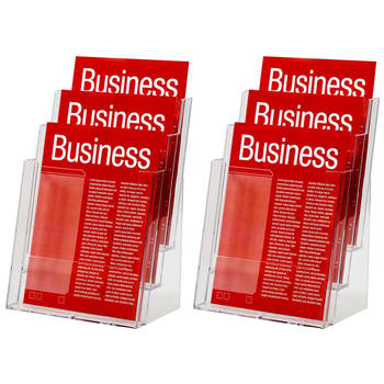 2x Esselte 23cm A4 3 Tier Counter Top Brochure Holder