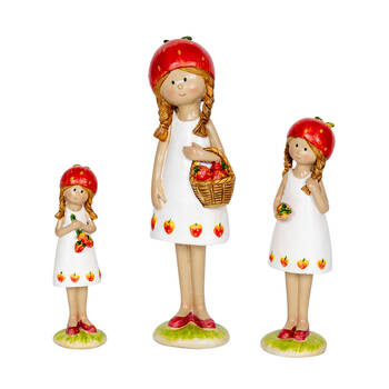 3pc Strawberry Girls Standing Outdoor Decoration Set Red/White