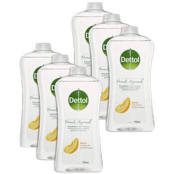 6PK Dettol 950ml Hand Wash Citrus Liquid Refill Parents Approved