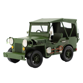 Boyle Jeep w/ Canopy Metal Display Ornament Decor 17cm